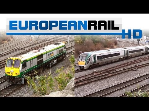 Iarnród Éireann Irish Rail 201 loco 223 passes & ICR 22000 DMU 22022 passes Island Bridge Junction