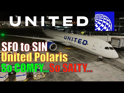 4K | 17-Hours in United Polaris Business Class: Great Sleep, Salty Food onboard B787-9 Friendly FA