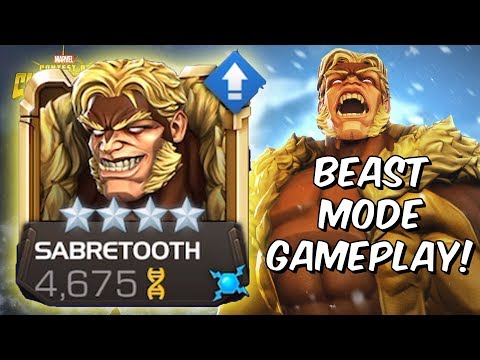 4 Star 4/40 Sabretooth Rank Up, Abilities and Act 5 Gameplay - Marvel Contest Of Champions