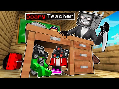 Mynez - SCARY TV TEACHER HUNTS DOWN MIKEY AND JJ AT SCHOOL in Minecraft - Maizen