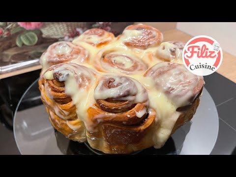 Sweet temptation: delicious cinnamon rolls with delicate cream cheese frosting |super fluffy & juicy