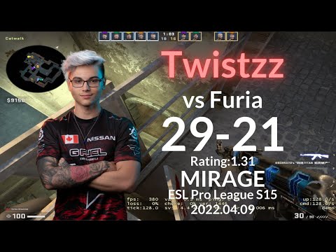 【CSGO POV】FaZe Twistzz (29-21) vs Furia (MIRAGE) @ ESL Pro League S15 2022.04.09