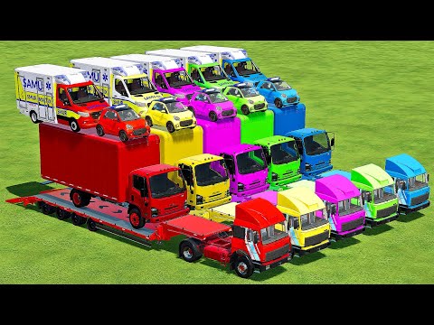 TRANSPORTING NEW AMBULANCE, ISUZU & POLICE SMART WITH FIAT TRUCKS! Farming Simulator 22