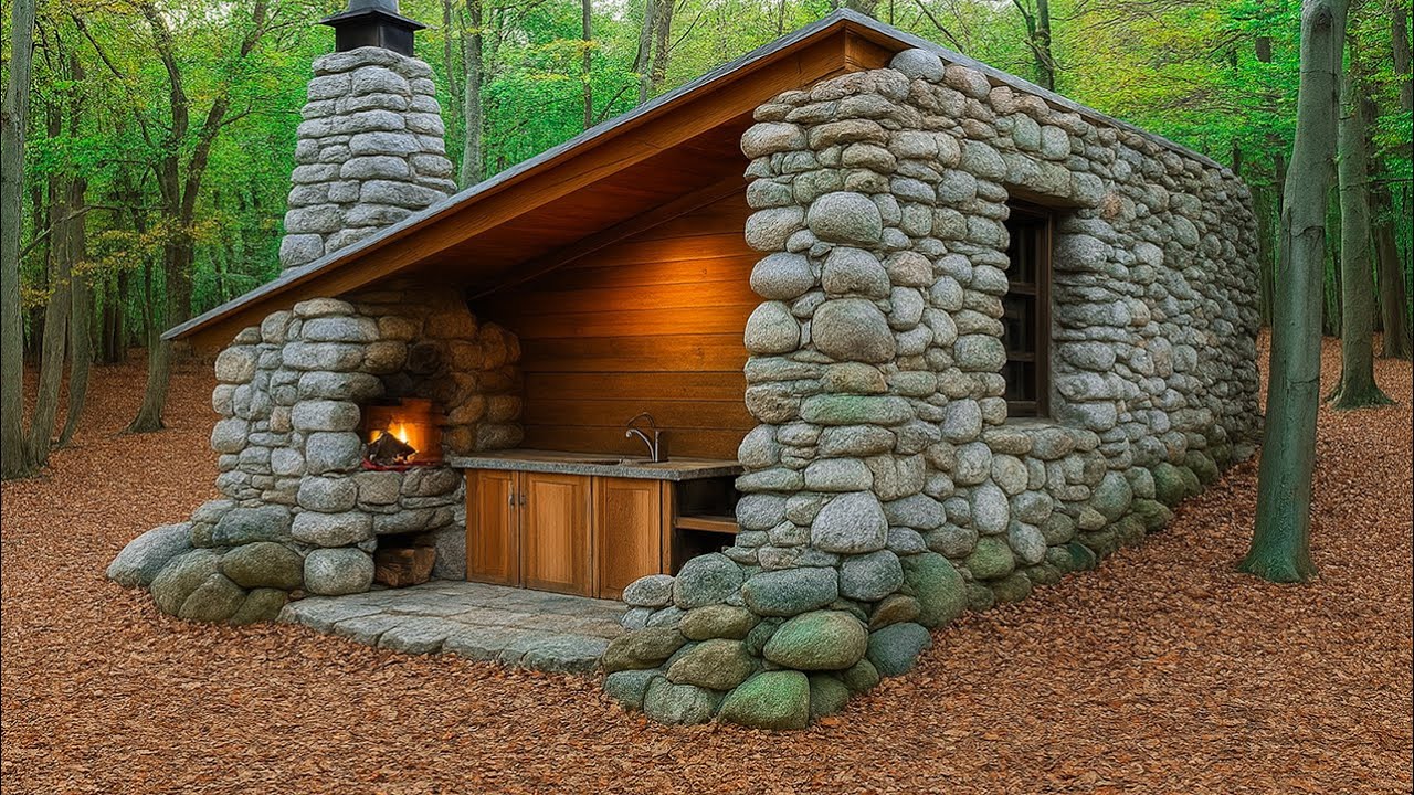 Build Stone Cabins, Bushcraft Shelters to SURVIVE 10 DAYS. Take Honey and Cook. ASMR Camping