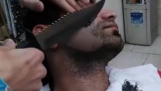 Shaving Beard with Knife