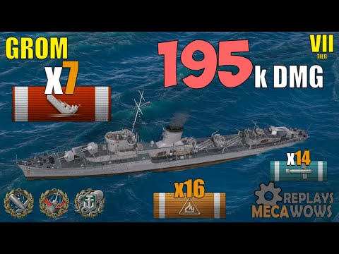 Grom 7 Kills & 195k Damage | World of Warships Gameplay