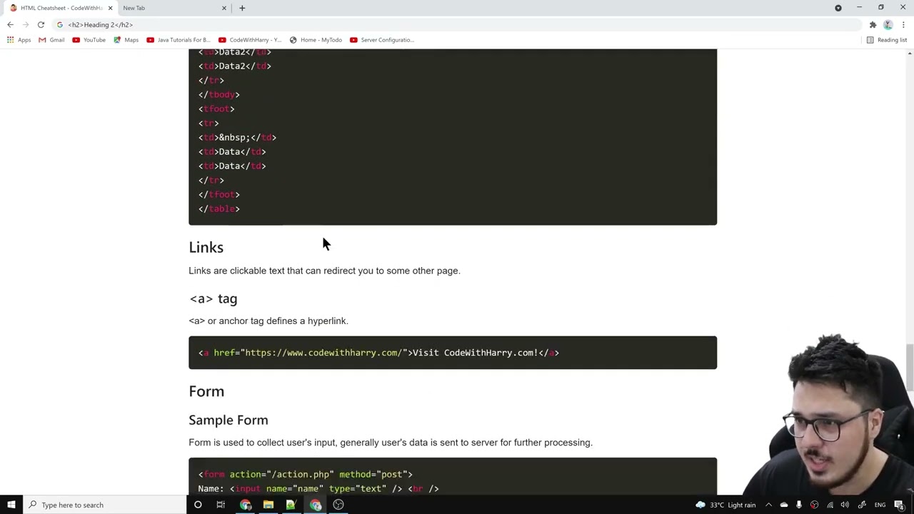 HTML cheat sheets with code with harry... #code #codewithharry
