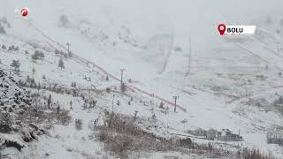 Kartalkaya Pistler Beyaza Büründü, Kar Kalınlığı 10 Santime Ulaştı