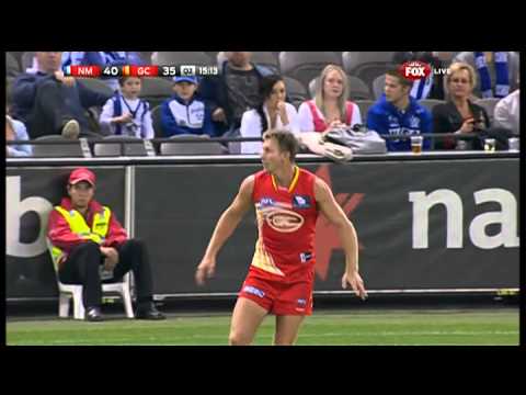 Round 5, 2012 - Aaron Edwards smother, mark and goal