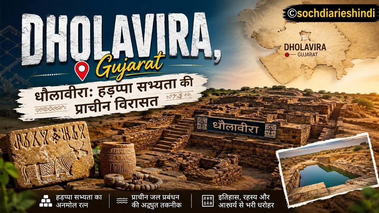 Video presentation showing the archaeological excavations and stone reservoirs of Dholavira