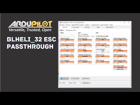 BLHeli ESC Passthrough in Ardupilot Arduplane Arducopter for configuration and firmware. HOW TO