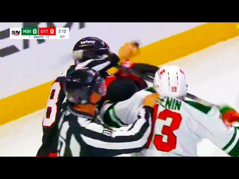 Zack Ostapchuk Yakov Trenin Fight | Minnesota Wild vs Ottawa Senators 2025 NHL Highlights