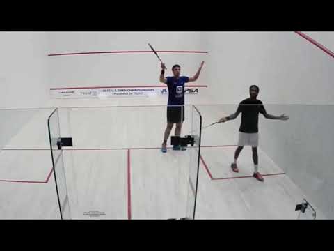 SQUASH. Mosaad wants a stroke - ref isn't having it.