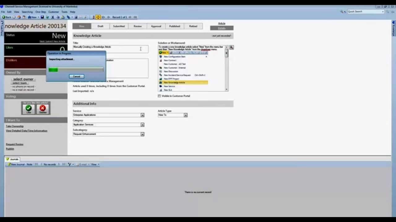 Manually Creating a Knowledge Article