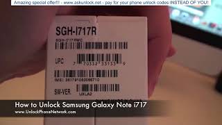 How to Unlock Samsung Galaxy Note i717 from AT&T, Rogers,Bell, Telus etc.