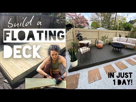 I built a FLOATING DECK with NO SAW, NO PERMITS, NO DIGGING | how to build a deck ground level
