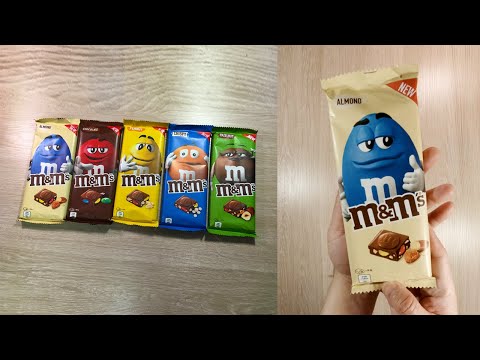 NEW! M&M's ALMOND Milk Chocolate Candy Bar Unboxing / Unwrapping