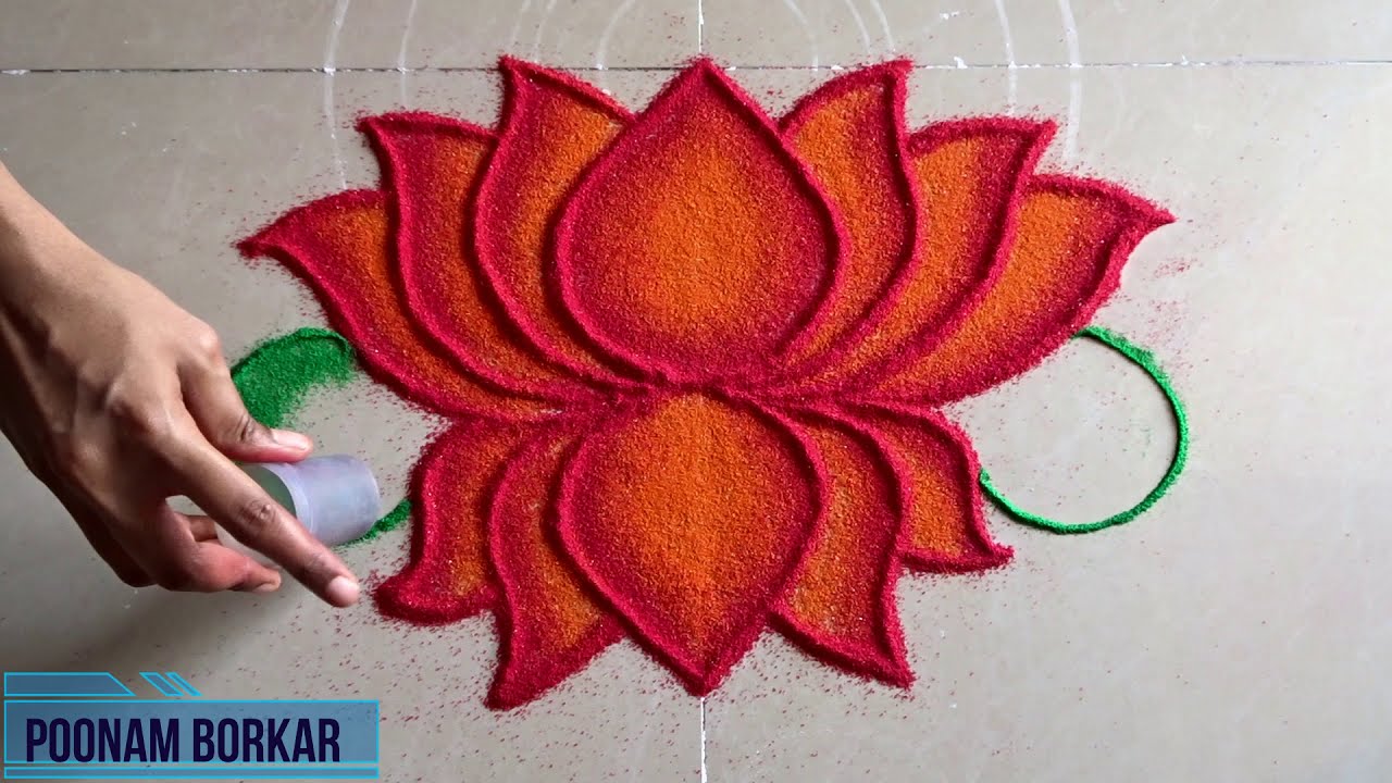 lotus rangoli design for festivals by poonam borkar