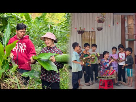 Vê La and Her Husband Pick Leaves to Make Tết Cakes for the Children.”