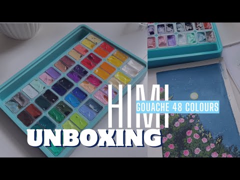 🎨ASMR himi gouache paint unboxing! 🌸set of 48 colours ✨