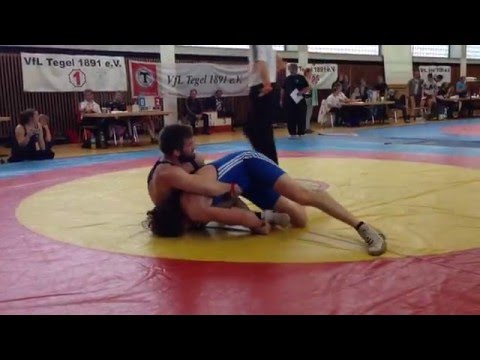 The Rock Machine King Abduraschka wrestle in the international Pfingstcup 2015 Wrestling Tounament