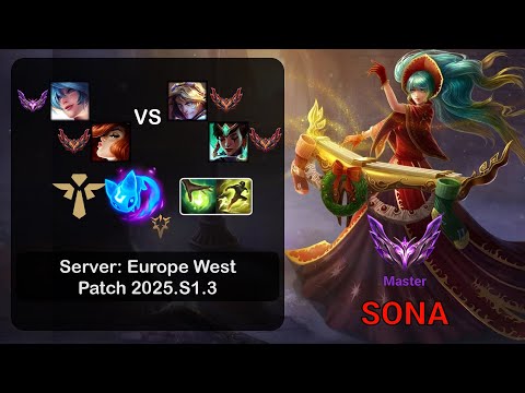 Sona Support + Miss Fortune vs Karma + Ezreal - EUW Master - Patch 2025.S1.3