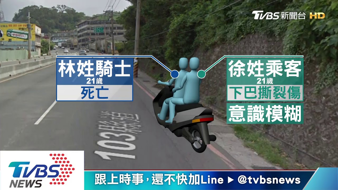 女大生騎車打滑重摔 撞電桿1死1重傷