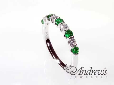 Emerald and Diamond Wedding Band 118-02389