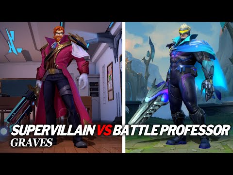 Graves Supervillain vs Battle Professor Skins Comparison Wild Rift