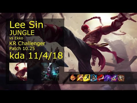 Lee Sin Jungle vs Ekko - KR Challenger 11/4/18 Patch 10.25 Gameplay // [롤] 리 신 vs 에코 정글
