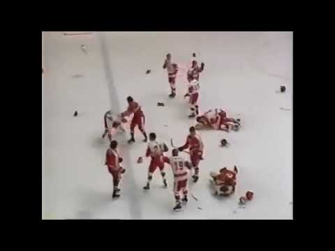 Легендарная хоккейная драка в Пьештянах, СССР Канада, 1987 год