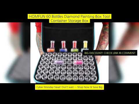 Homfun 60 Bottles Diamond Painting Box Tool Container Storage Box Carry Case