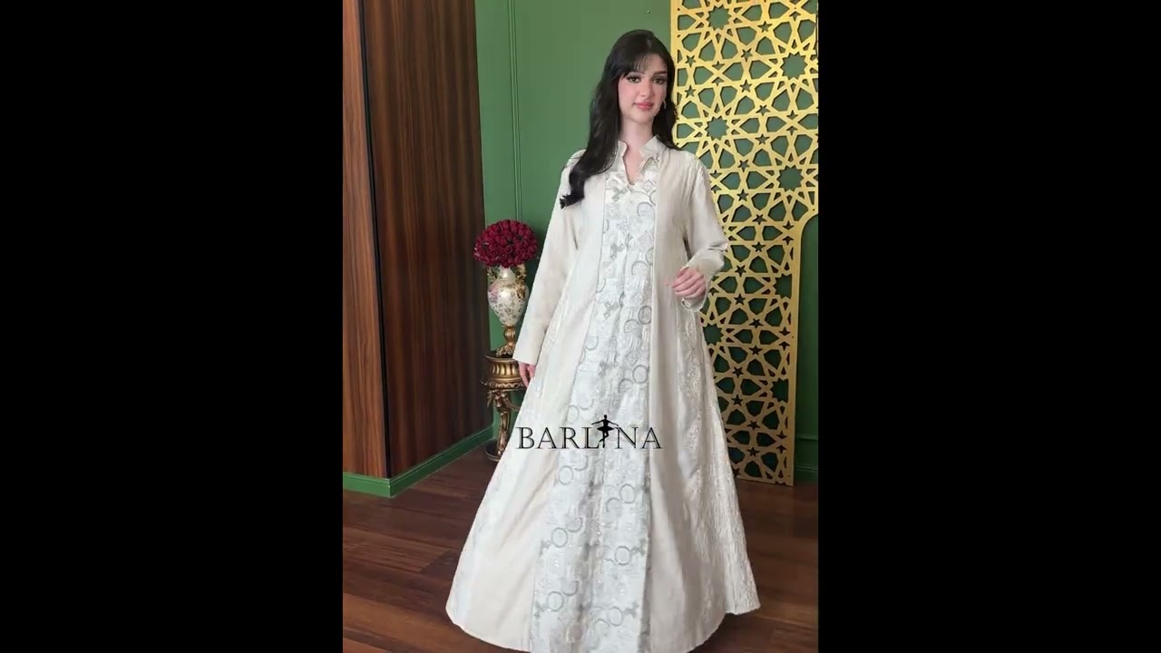 جلابية بيج انيقة بتطريز امامي - XXL