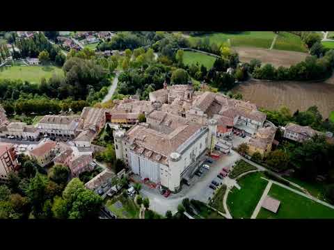 Costigliole d'Asti castle, vineyards and sorroundings in Monferrato region with DJI Mavic Mini drone