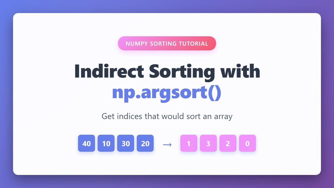 NumPy argsort() Tutorial: Master Indirect Sorting in Python | Get Sorted Array Indices