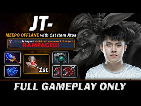 RAMPAGE! JT meepo offlane with 1st item Rod of Atos -  Full Gameplay Meepo #439