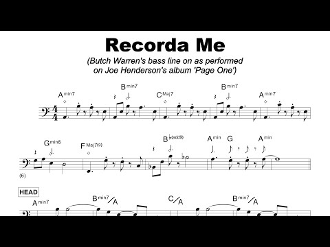 Recorda Me - Butch Warren's bass line TRANSCRIBED (follow ➝ Read ➝ PLAY along)