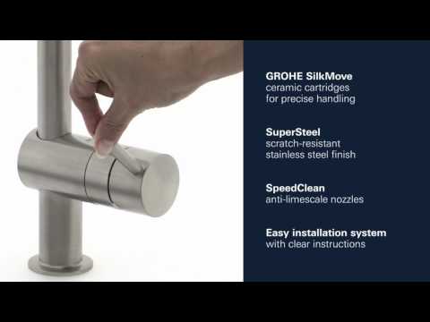 Single-Handle Pull Down Kitchen Faucet Dual Spray 1.75 GPM // GROHE STARLIGHT CHROME // YouTube Video