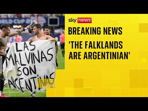 'The Falklands are Argentinian': Players hold up banner after beating England 2-1