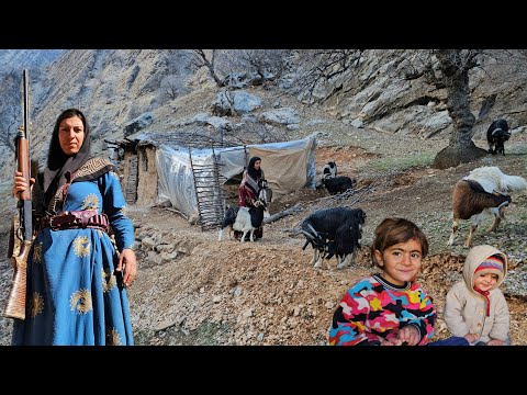 Khadija puts the gun on her shoulder, takes the goats to pasture, and protects them.