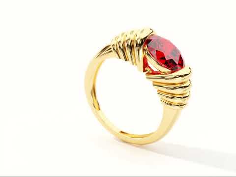 14k Gold Birthstone Ruby Signet Ring 360° HD
