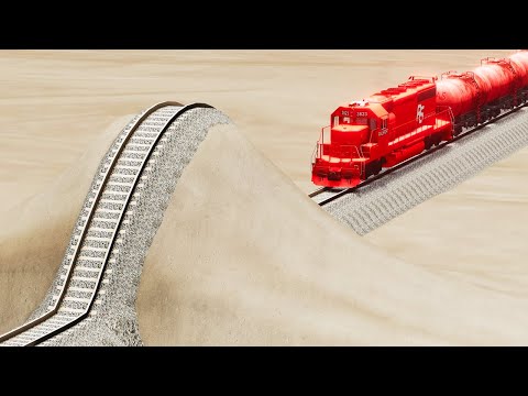 Big Mistake On Rail Tracks Impossible Speed Bump Rail Tracks Vs Trains !! |BeamNG.Drive