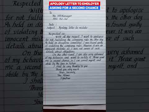 APOLOGY LETTER FOR MISTAKE 🌟 #shorts #apologyletter #apologyletterformistake #handwriting
