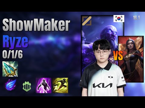 ShowMaker Mid Ryze vs LeBlanc lol KR solo rank Full Game 16.1 | 쇼메이커 라이즈 vs 르블랑