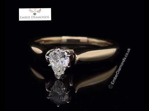 0.25ct Pear Brilliant Cut Diamond Solitaire Engagement Ring 14k Yellow Gold