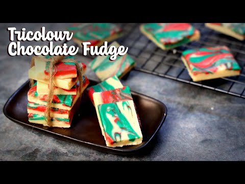 Tricolor Chocolate Fudge | बच्चों का मनपसंद चॉकलेट फ़ज  | Easy 10 Minute Chocolate Fudge Video
