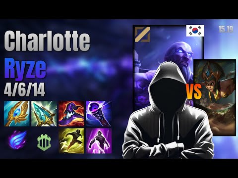 Charlotte Mid Ryze vs Cassiopeia lol KR solo rank Full Game 15.19 | charlotte 라이즈 vs 카시오페아