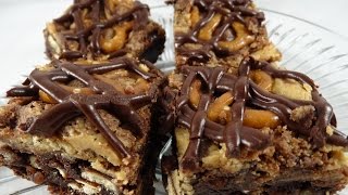 Fudgy & Crunchy Peanut Butter Pretzel Brownies