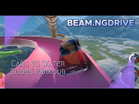 Cars VS Water Slides Parkour #6 -  Crash Beam - BeamNG Drive #beamngdrive