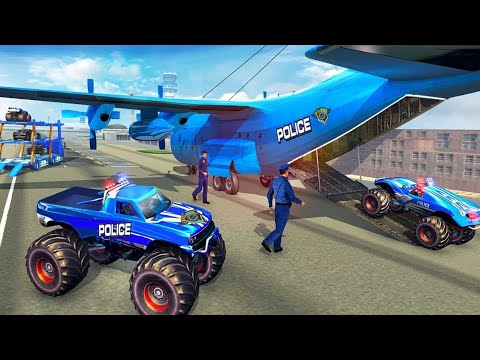 Transporting Monster Truck in Cargo Plane - Police Car Transporter Simulator - Android Gameplay 2021